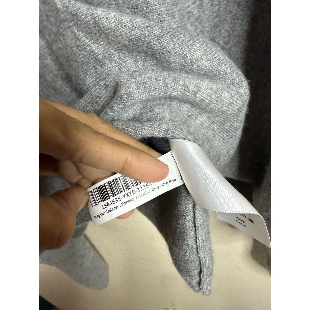Quince Mongolian Cashmere Poncho Heather Gray One Size 100% Cashmere - Picture 7 of 10